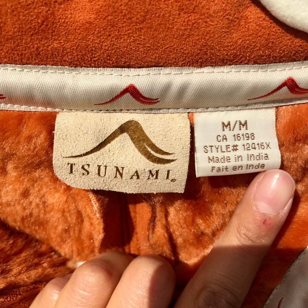 Tsunami rust/burnt orange suede sherpa lined soft chunky retro vintage jacket - Picture 8 of 8